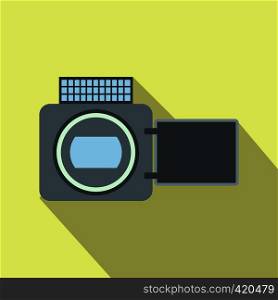 Video camera flat icon on a yellow background. Video camera flat icon
