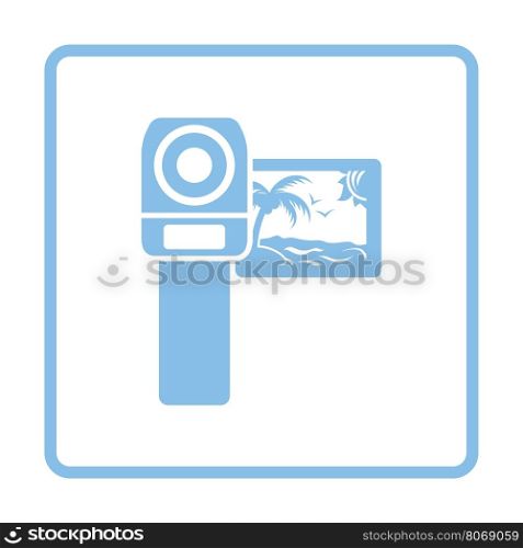 Video camera icon. Blue frame design. Vector illustration.