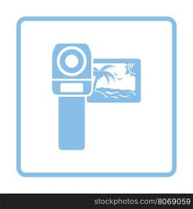 Video camera icon. Blue frame design. Vector illustration.