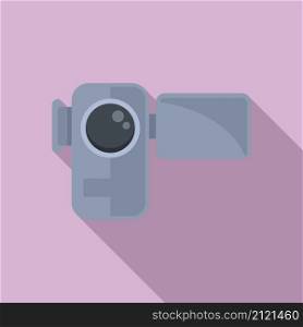 Video camera icon flat vector. Film movie. Cinema television. Video camera icon flat vector. Film movie