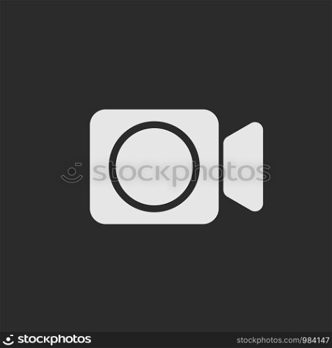 Video camera icon isolated on grey back. Video camera icon