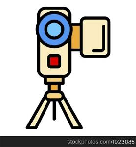 Video camera icon. Outline video camera vector icon color flat isolated on white. Video camera icon color outline vector