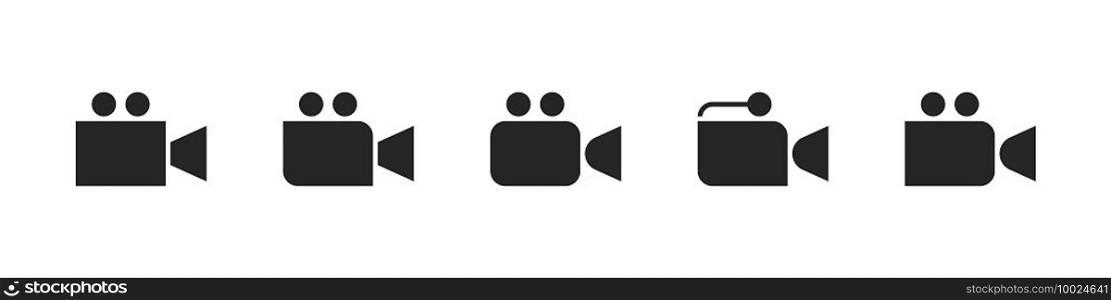 Video camera icons set. Film camera, movie camera icons. Video recorder icons. New icons. Vector illustration