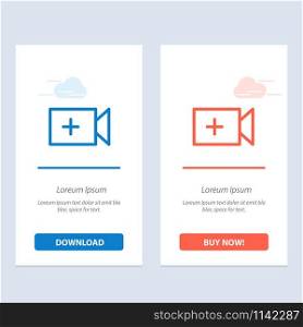 Video, Camera, Ui Blue and Red Download and Buy Now web Widget Card Template