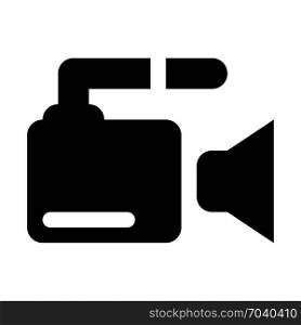 video camera with microphone, icon on isolated background