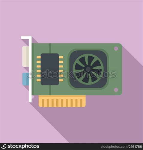Video card board icon flat vector. Computer gpu. Pc fan. Video card board icon flat vector. Computer gpu