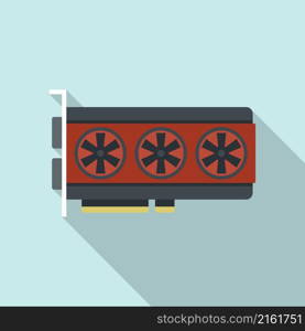 Video card chip icon flat vector. Computer gpu. Graphic fan. Video card chip icon flat vector. Computer gpu