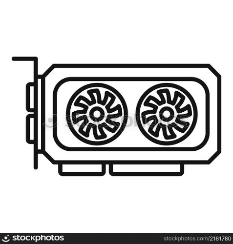 Video card icon outline vector. Graphic gpu. Pc display. Video card icon outline vector. Graphic gpu