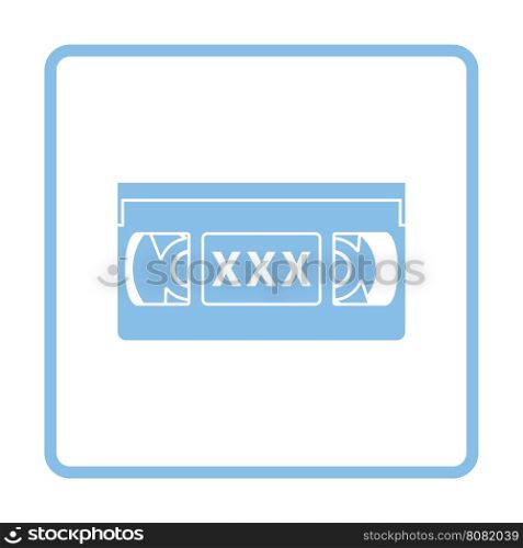 Video cassette with adult content icon. Blue frame design. Vector illustration.