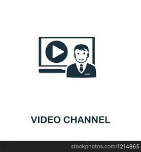 Video Channel icon vector illustration. Creative sign from passive income icons collection. Filled flat Video Channel icon for computer and mobile. Symbol, logo vector graphics.. Video Channel vector icon symbol. Creative sign from passive income icons collection. Filled flat Video Channel icon for computer and mobile