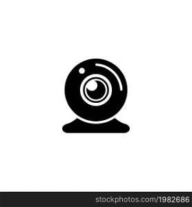 Video Chat Camera, Web Cam. Flat Vector Icon illustration. Simple black symbol on white background. Video Chat Camera, Web Cam sign design template for web and mobile UI element. Video Chat Camera, Web Cam Flat Vector Icon