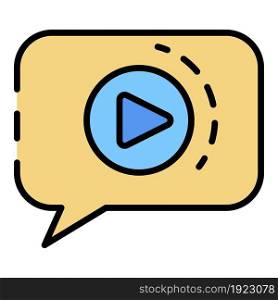 Video chat icon. Outline video chat vector icon color flat isolated on white. Video chat icon color outline vector