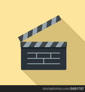 Video clapper icon. Flat illustration of video clapper vector icon for web design. Video clapper icon, flat style