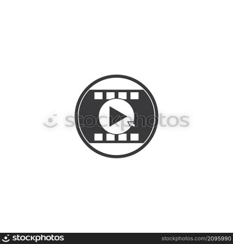 Video clip play icon vector isolated logo design.