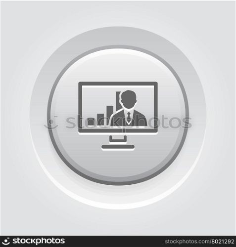 Video Conference Icon. Business Concept. Video Conference Icon. Business Concept. Grey Button Design