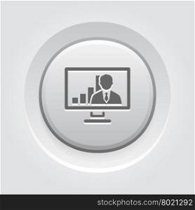 Video Conference Icon. Business Concept. Video Conference Icon. Business Concept. Grey Button Design