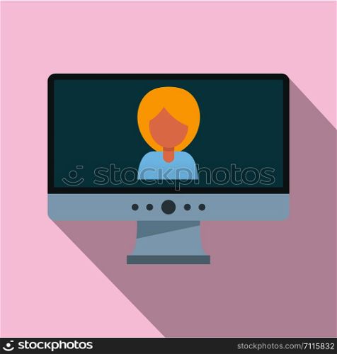 Video conference icon. Flat illustration of video conference vector icon for web design. Video conference icon, flat style