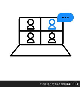 Video conference icon. Internet teaching media. People on computer screen. Digital communication. Vector illustration. stock image. EPS 10.. Video conference icon. Internet teaching media. People on computer screen. Digital communication. Vector illustration. stock image.