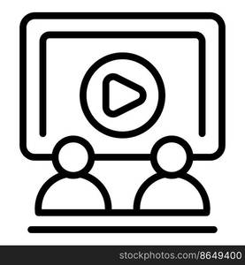 Video conference icon outline vector. Homework help. Child study. Video conference icon outline vector. Homework help