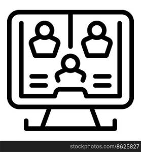 Video conference icon outline vector. Online education. School computer. Video conference icon outline vector. Online education