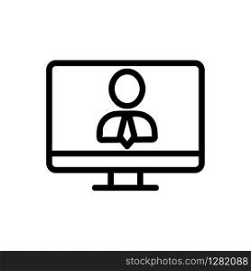 video conference icon vector. Thin line sign. Isolated contour symbol illustration. video conference icon vector. Isolated contour symbol illustration