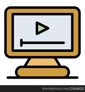 Video cooking show icon. Outline video cooking show vector icon color flat isolated. Video cooking show icon color outline vector