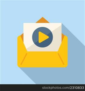 Video course mail icon flat vector. Distance study. Online class. Video course mail icon flat vector. Distance study
