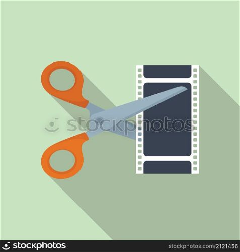 Video cut icon flat vector. Movie film. Clapper board. Video cut icon flat vector. Movie film