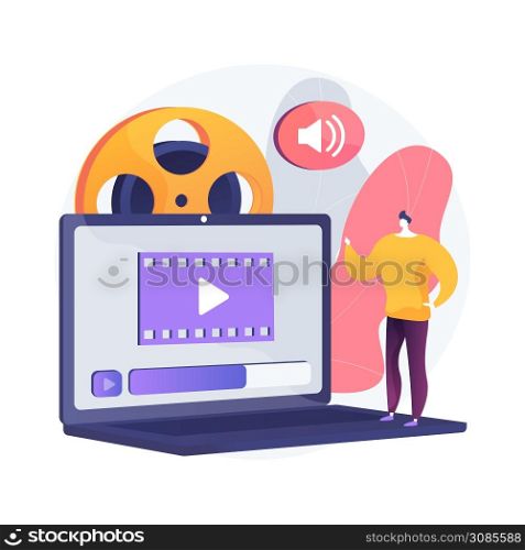 Video design abstract concept vector illustration. Video editing software, projection design course, scenic designer service, professional freelance editor, post production abstract metaphor.. Video design abstract concept vector illustration.