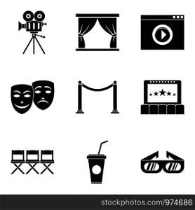 Video device icons set. Simple set of 9 video device vector icons for web isolated on white background. Video device icons set, simple style