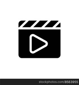 Video editing black glyph ui icon. Production. Simple filled line element. User interface design. Silhouette symbol on white space. Solid pictogram for web, mobile. Isolated vector illustration. Video editing black glyph ui icon