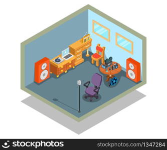 Video editing concept banner. Isometric banner of video editing vector concept for web, giftcard and postcard. Video editing concept banner, isometric style