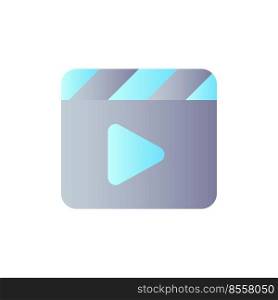 Video editing flat gradient color ui icon. Production process. Visual content creation. Edit footage. Simple filled pictogram. GUI, UX design for mobile application. Vector isolated RGB illustration. Video editing flat gradient color ui icon