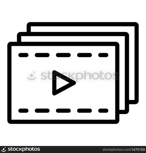 Video editor icon. Outline video editor vector icon for web design isolated on white background. Video editor icon, outline style