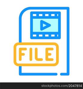 video file color icon vector. video file sign. isolated symbol illustration. video file color icon vector illustration