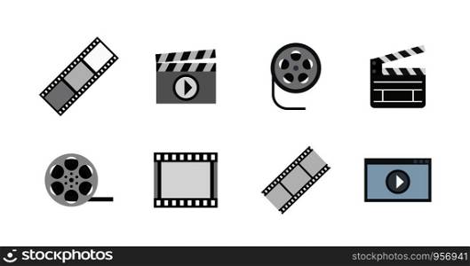 Video file icon set. Flat set of video file vector icons for web design isolated on white background. Video file icon set, flat style