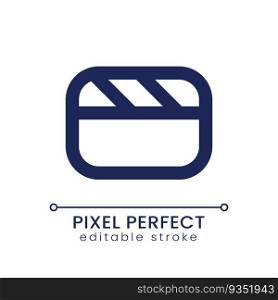 Video file pixel perfect linear ui icon. Film production software. Footage editing. Computer data. GUI, UX design. Outline isolated user interface element for app and web. Editable stroke. Video file pixel perfect linear ui icon
