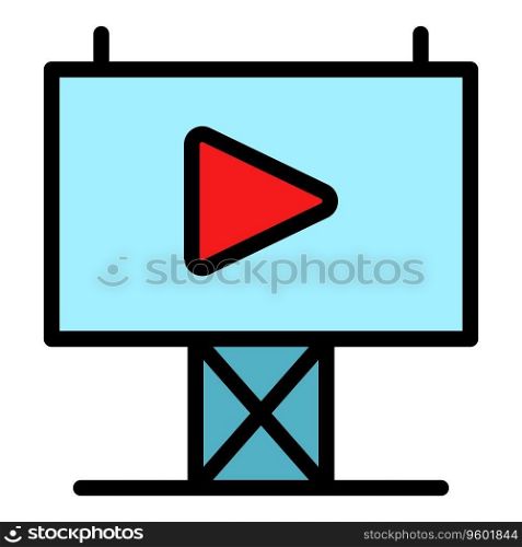 Video film banner icon outline vector. Cinema screen. Open theatre color flat. Video film banner icon vector flat