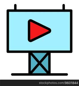 Video film banner icon outline vector. Cinema screen. Open theatre color flat. Video film banner icon vector flat