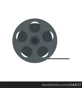 Video film reel icon. Flat illustration of video film reel vector icon isolated on white background. Video film reel icon flat isolated vector