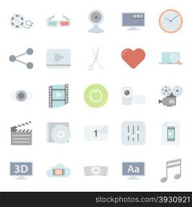 Video flat icons set vector graphic illustration design. Video flat icons set