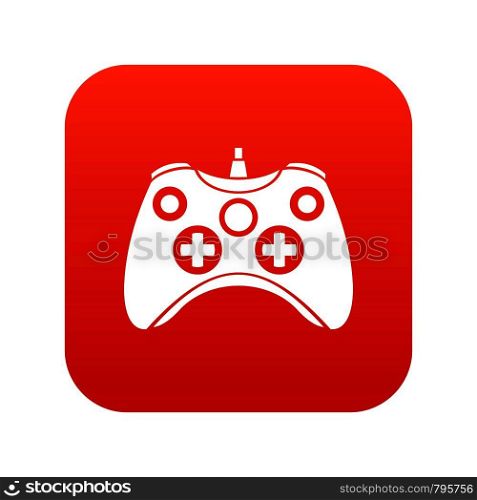 Video game controller icon digital red for any design isolated on white vector illustration. Video game controller icon digital red