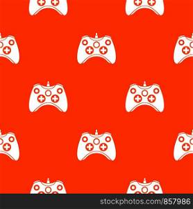Video game controller pattern repeat seamless in orange color for any design. Vector geometric illustration. Video game controller pattern seamless