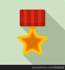 Video game gold medal icon. Flat illustration of video game gold medal vector icon for web design. Video game gold medal icon, flat style