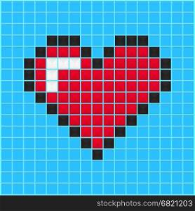 Video game heart. Mosaic heart old video game design. Valentine day background designed for cover, greeting card, gift wrapping, invitations printings, brochure or flyer. Vector illustration.