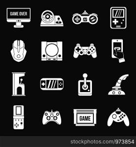 Video game icons set vector white isolated on grey background . Video game icons set grey vector