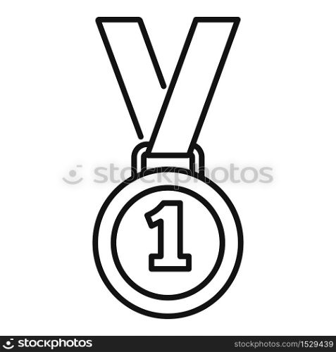 Video game medal icon. Outline video game medal vector icon for web design isolated on white background. Video game medal icon, outline style