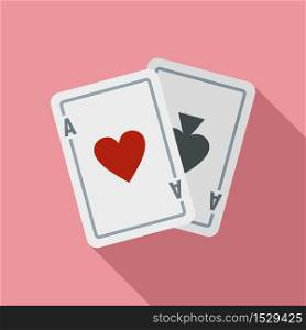 Video game playing cards icon. Flat illustration of video game playing cards vector icon for web design. Video game playing cards icon, flat style