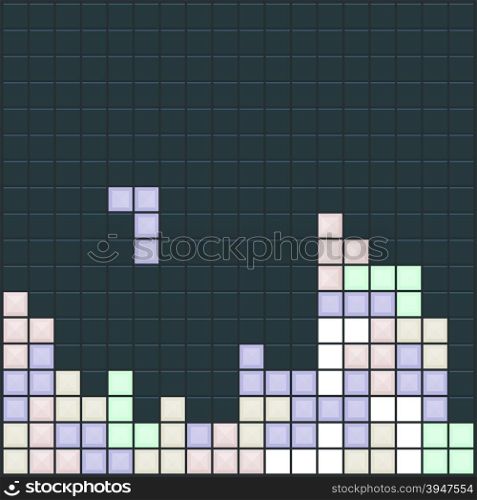 Video game square. Abstract game square template. Brick game pieces. Vector illustration.