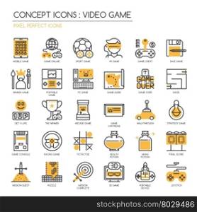 Video Game , thin line icons set ,pixel perfect icons